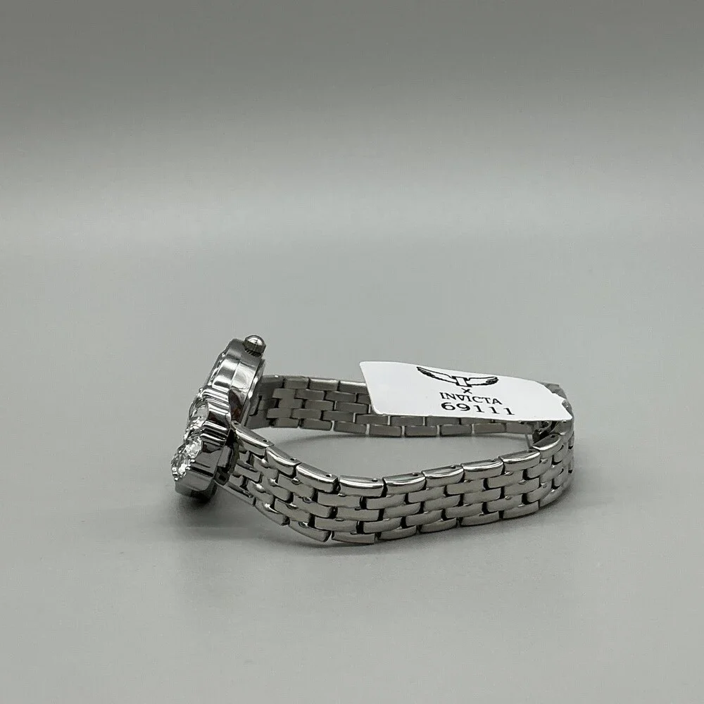 Invicta 69111 Womens Watch 30mm Silver Crystal Bezel Stainless Bracelet 7.75
